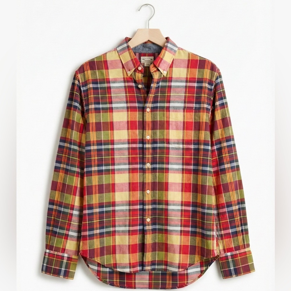J. Crew Red Yellow Green Plaid Button-Down Shirt
